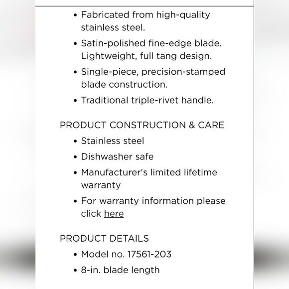 ZWILLING J.A. Henckels Dynamic Fine Edge 8" Chef's Knife - Picture 3 of 4